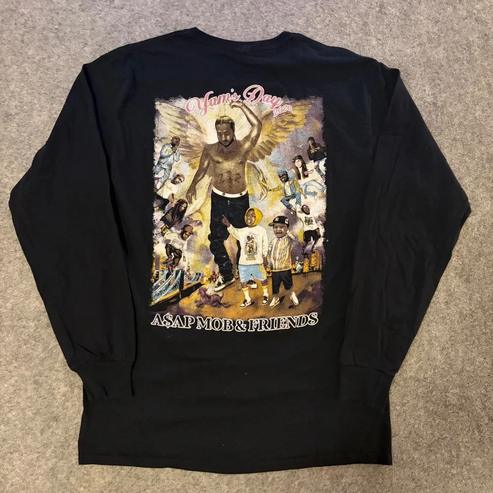ASAP Mob Yams Day 2020 Long Sleeve Graphic T-Shirt Black Mens Medium Concert Rap